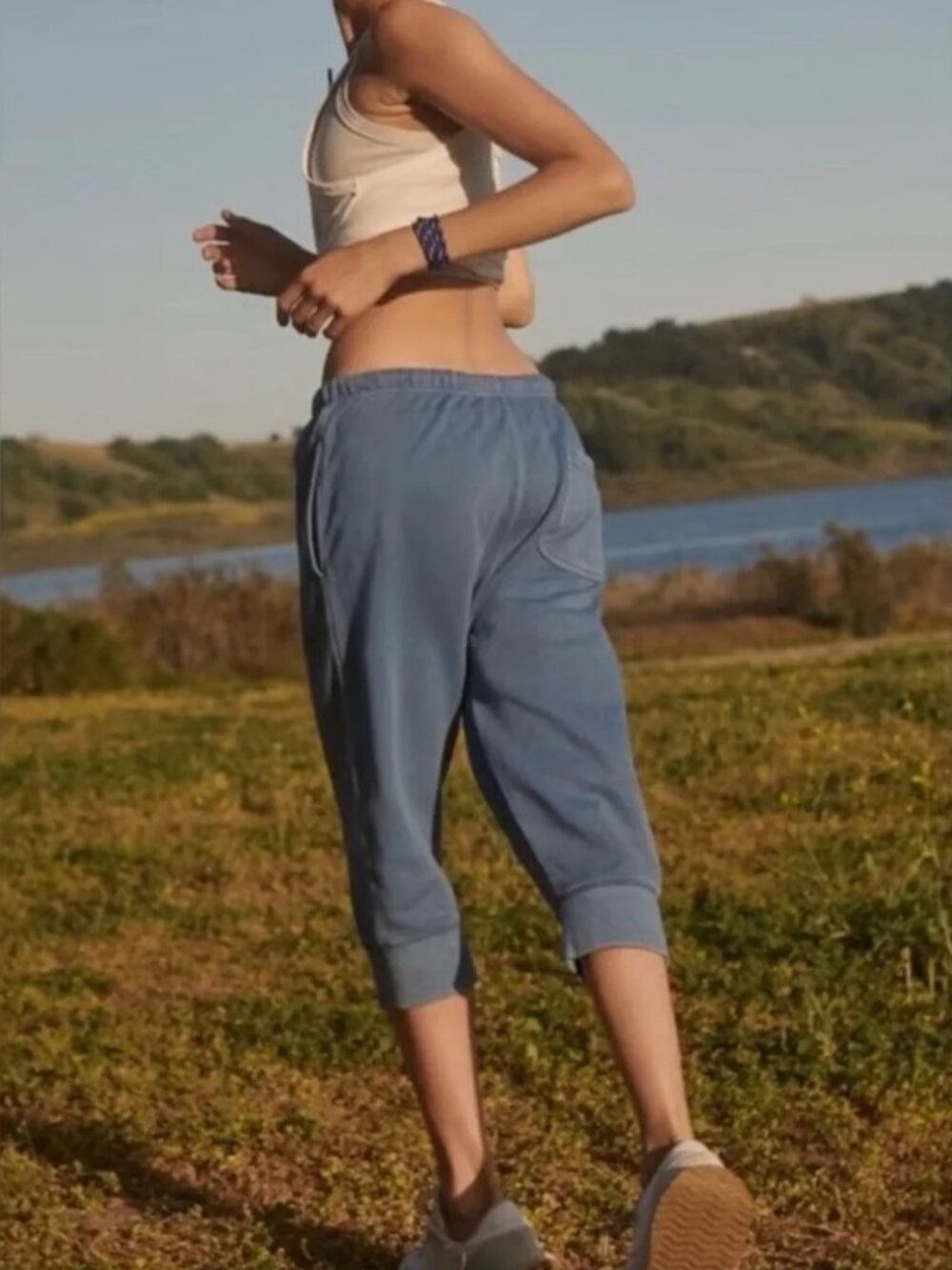 EUC Free People Best of Cropped Joggers Blue size- LARGE - Picture 2 of 5